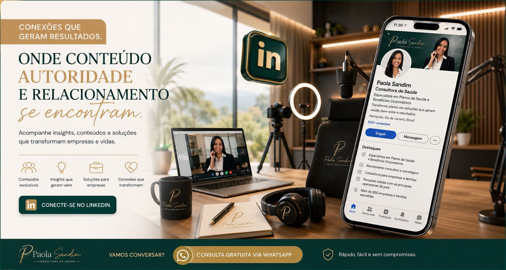 Conteúdos de Paola Sandim sobre saúde suplementar no LinkedIn